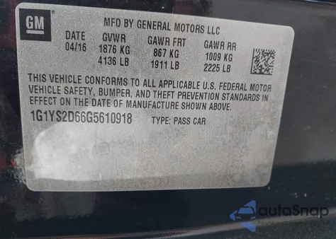 2016 Chevrolet Corvette Z06 z USA, uszkodzony, nr VIN 1G1YS2D66G5610918